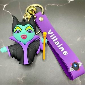Maleficent Disney Keychain Bell Bag Charm with Wristlet